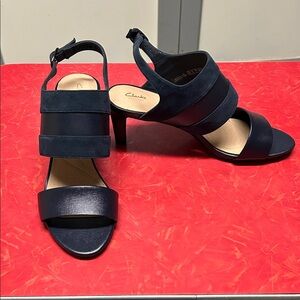 Clarks Women's Dark Blue Heeled Sandals